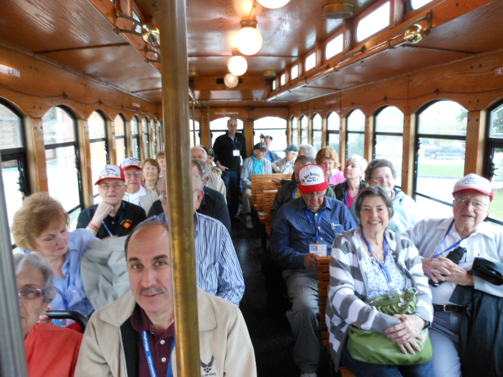 On the trolley and returning to the Crowne Plaza Hotel