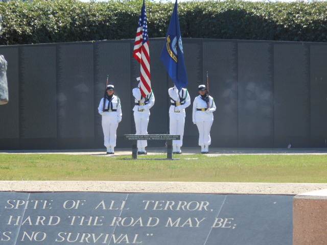 Naval Air Station Pensacola Color Guard performing at the memorial service