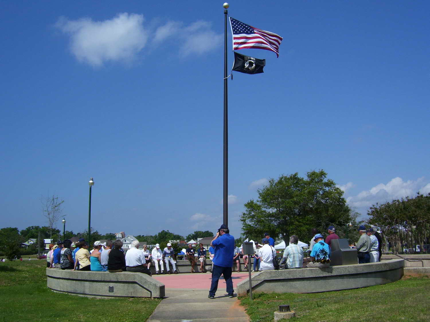 Charles P. Cecil flag flying high over Veterans Memorial Park