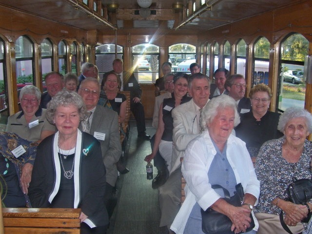 Trolley loading at the Navy Lodge for the Banquet