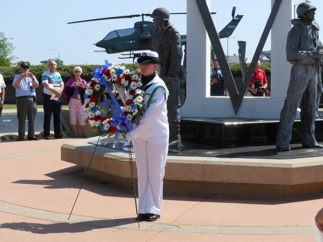 Naval Air Station Pensacola NATTC Color Guard performing at the memorial service at Veteran's Memorial Park