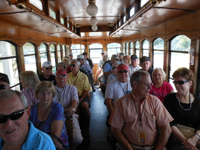 Onboard the trolley for the National Naval Aviation Museum